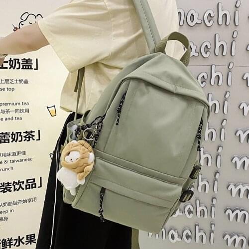 Simple Solid Color Backpack Women 2020 Waterproof Nylon High School Bags For Teens Fashion Student Female Backpack Book