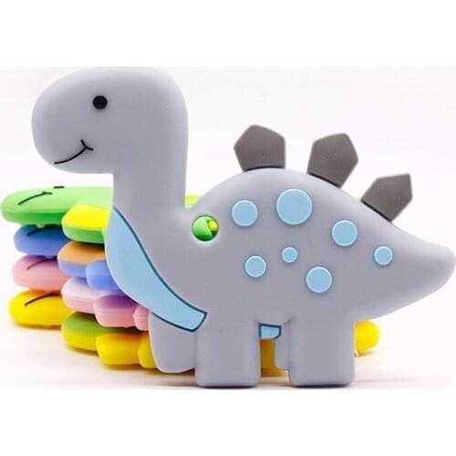 Dinosaur Baby Silicone Teethers DIY Pacifier Chain Pendant Necklace Accessory BPA Free Infant Animal Teething Chew Toddler Toys