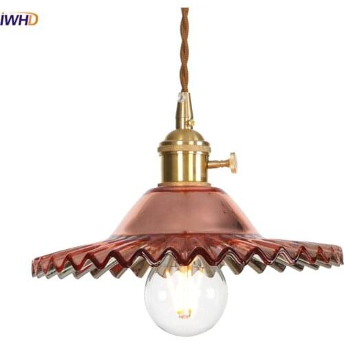 IWHD Modern Nordic Copper Pendant Lights LED Vintage Loft Hanglamp Switch Retro Industrial Hang Lamp Fixtures Industrial Lamp