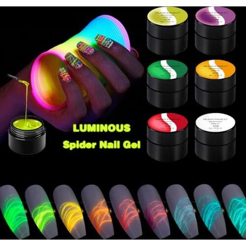 8ML/Bottle Luminous Spider Gel Fluorescent Neon Effect Hybrid Varnishes Design Line Painting For Manicure Silk Spider Gel Polish