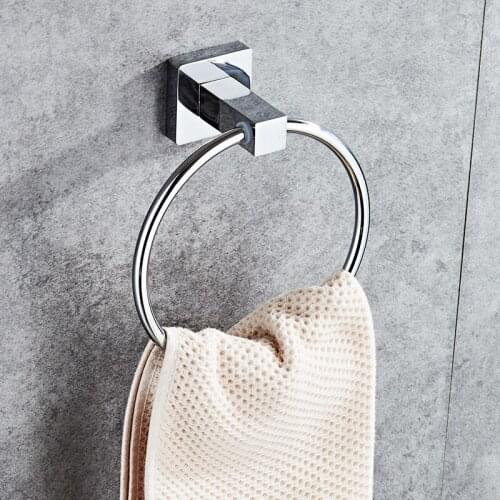 Smile Monkey 304 Stainless steel square base towel ring bathroom hand towel holder Bathroom hardware accessories