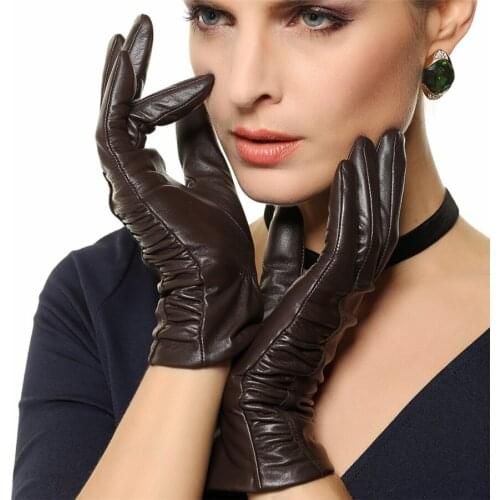 Winter Hot Sale Women Genuine Leather Gloves 2018 New Wrist Goatskin Glove For Female Sheepskin Drivng Keep Warm L124NQ