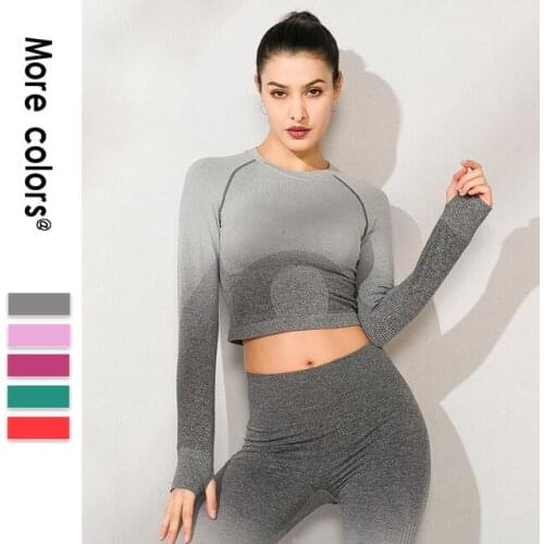 Female Top Yoga Shirts for Women Seamless Long Sleeve Workout Tops Gym Shirts with Thumb Hole Fitness Crop Top Camisas Mujer