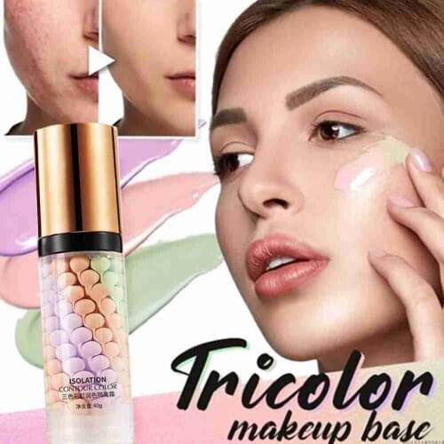 Three Colors Liquid Concealer Mixed Isolation Lotion Pore Primer Cream Bright Shiny Freckle Face Base Moisturizing Foundation