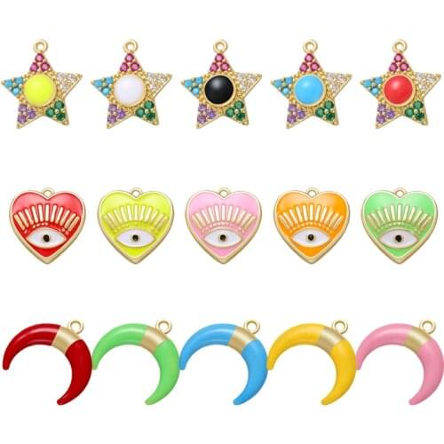 ZHUKOU CZ crystal star moon small charms for jewelry making accessories women DIY handmade earrings charms Supplies model:VD726