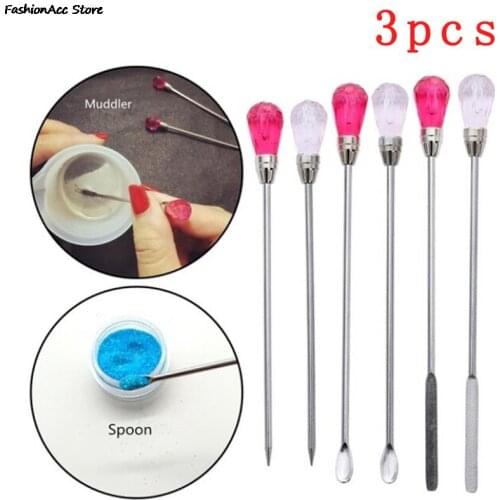 1/3Pcs Muddler Poke Needle Spoon Tool Set For Silicone Resin Mold Jewelry Making DIY Craft UV Resin Mold Epoxy