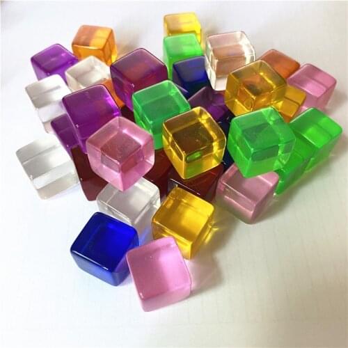 10Pcs/set 16mm Transparent Square Corner Blank Dice For Board Games Chess Piece Transparent Right Angle Sieve 7 colors