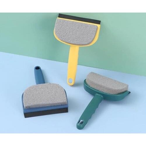 2In1 Cleaning Brush With Blade Window Cleaner Silicone Rubber Squeegee Wall-mounted Glass Sponge Wiper Brush Home Car Supplies