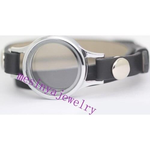 6pcs 30mm magnet plain Floating charm memory living glass locket black leather bracelet ,charms not included