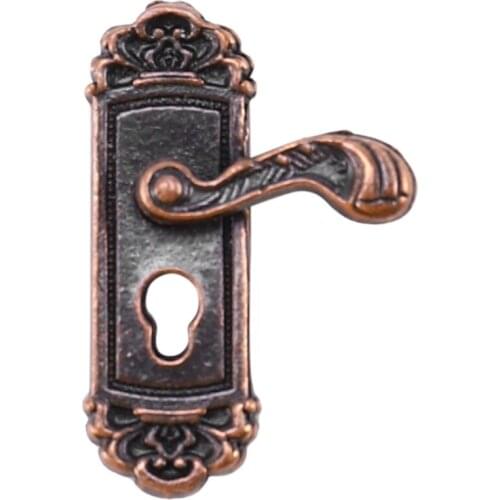 8Pcs Doll House Door Lock 1:12 Alloy Retro House Miniature Door Lock Doll House Furniture Accessories Right Handle Door Lock Key