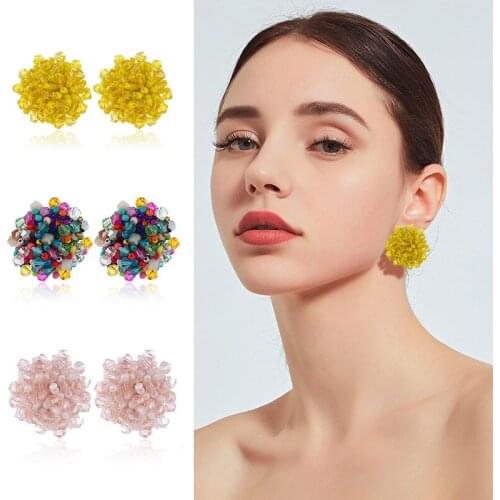 Bohemian colorful ethnic earrings handmade beaded crystal flowers for womens new design fashion earrings