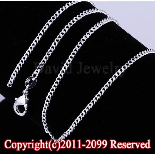 30pcs/Lot 18" 2MM 925 Sterling Silver Jewelry Necklace Flat Curb Chains Jewelry Findings For Pendants