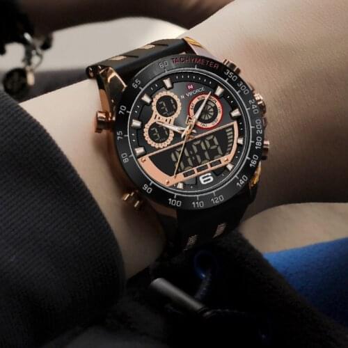 NAVIFORCE Mens Sports Watches Luxury Brand Waterproof Digital LED Quartz Male Clock Military Chronograph Silicone Band 2021 New