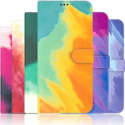 Realme C11 2021 Watercolor Leather Wallet Case for OPPO Realme C11 C 11 Flip Case Magnetic Card Slot Cover Real Me C11 Fundas