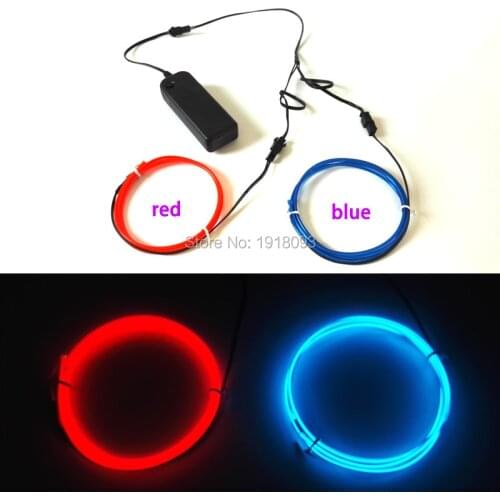 Cheap! Hot 2.3mm 1M 2pieces flexible EL wire Energy saving neon light Rope tube with 3V Drive LED Strip Toys Model Decoration