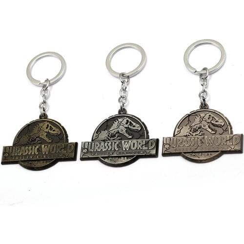 Classic Movie Jurassic Park Keychain Jurassic World Key Pendant Metal Lost kingdom Keychains llaveros Men Jewelry