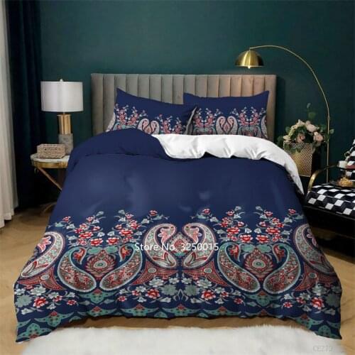 Retro Folk Pattern Bedding Set 2-3 Luxury Home Textiles for Adult Women Home Decoration Elegant Down Quilt Cover and Pillowcase