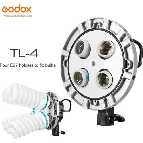 Photo Studio Godox TL-4 4in1 E27 Socket Tricolor Bulb Light Speedring Lamp Head Multi-Holder Camera Photography Lighting