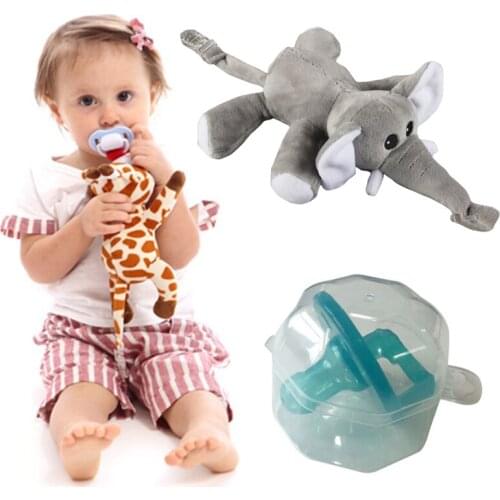 Infant Baby Cartoon Plush Nipples Holder Baby Boy Girl Dummy Pacifier Chain Clip Plush Animal Toys Silicone Pacifier (with Box)