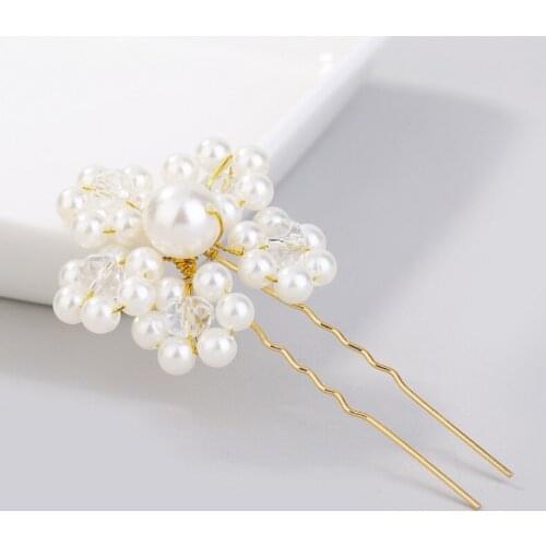 Fashion European style bridal Flower hair stick pageant Wedding party headpiece bride pearl Headdress Hairpins Hair Accessories