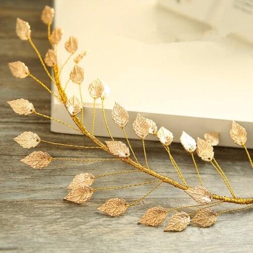 Fashion Baroque Headdress Rose Gold Metal Greek Leaf Headpiece Hairband For Women Girls Wedding Bridal Tiara Hair Accessories