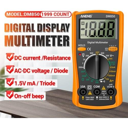ANENG 2000 Counts Smart LCD Digital Multimeter Portable AC/DC Tester Ammeter Ohm Voltage Current Resistance Frequency Meter