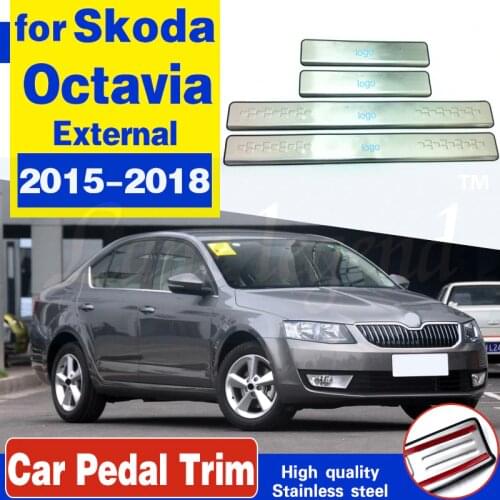 Stainless Steel Scuff Plate/Door Sill Door Sill scuff plate door sill for Skoda Octavia 2015-2018 Car styling 2016 2017