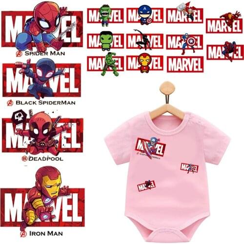 Marvel Patches Avengers Spiderman Captain America Ironing Hot Transfers Clothing Patch T-shirt Pants Clothing Sticker Decoration