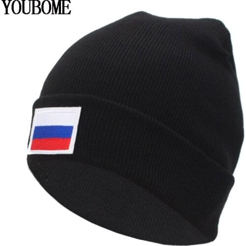 YOUBOME New Fashion Winter Knitted Hat Women Skullies Beanies Hats For Men Black Cap Russian Flag Gorros Bonnet Beanie Hat Caps