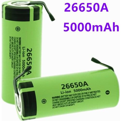 Original New battery for 26650A 3,7 V 5000mAh High capacity 26650 Li-Ion battery with nickel