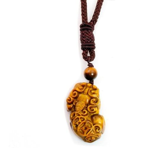 Natural Stone Obsidian With Tiger Eye Brave Troops Necklaces Pendants For Women and Men Lucky Gift Brave Amulets And Talismans