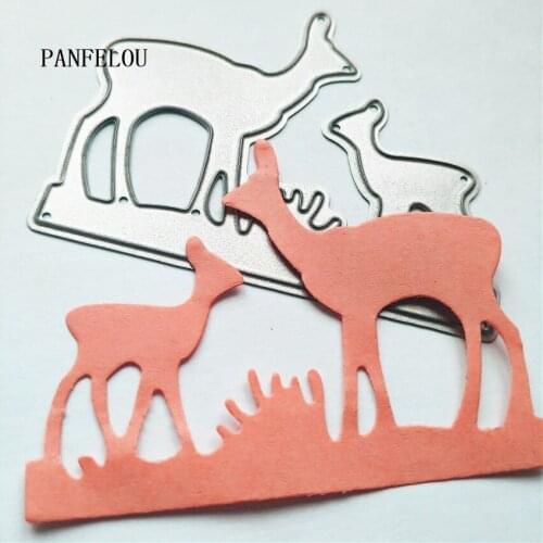 PANFELOU Deer mother and son metal craft paper die cutting dies Scrapbooking/DIY Easter wedding Embossing mould cards