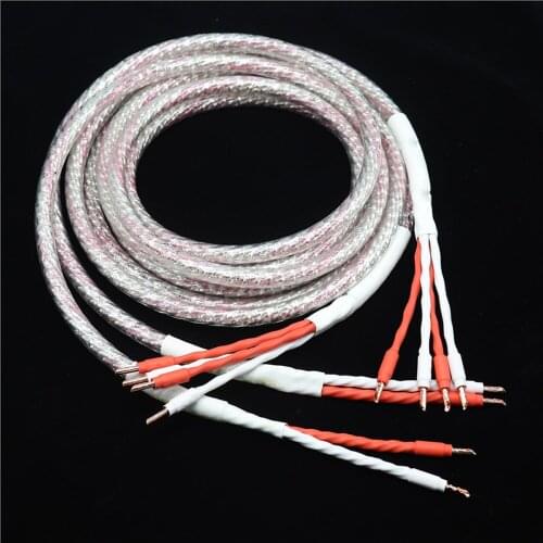 Pair 2.5m Pair OFHC Copper speaker cable with banana plug Audio HIFI Speaker wire