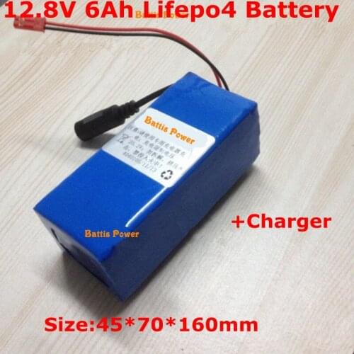 Rechargeable lithium 12.8V 6Ah LiFePO4 battery 12V for Kids Remote Control Electric Toy Scooter Solar street lamp+1A charger