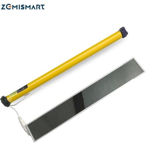 Zemismart Rechargable Roller Blind Motor with Solar Panel for 38mm Tube Motorized Electric Roller Blind Shade RF Remote Control