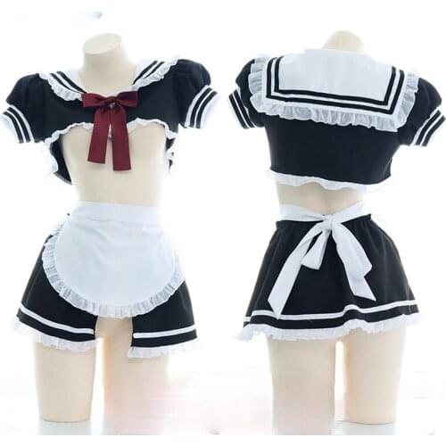 Sexy JK Sailor Maid Apron Cosplay Costume Girls Women Party Role Play Dress Up Cafe Waitress Outfit Anime Kawaii Lolita Dress
