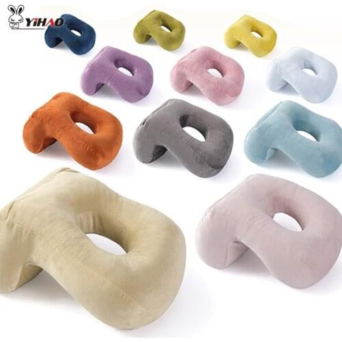 Travel Office Nap Protects Pillow Multi-function Solid Color Memory Foam Pillow Slow Rebound Cushion Removable Velvet Cover