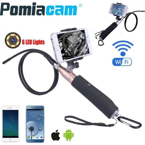 Handheld Wifi Endoscope Camera ZCF110 8mm Lens 6LED IOS Android Endoscope Borescope 1m Hard Cable Snake Industrial Endoscope