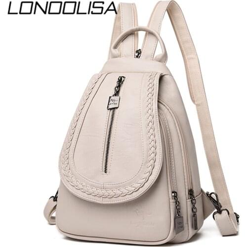 Casual Women Soft Leather Backpack High Quality Bagpack Women School Bags for Teenage Girls Ladies Small Travel Backpack Mochila