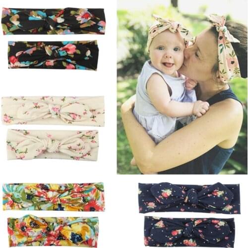 10 Sets Mom & Baby Headbands Mother Baby Turban Mom Daughter Bows Hairband Floral Parent-Child Hair Accessories Girls Haarband
