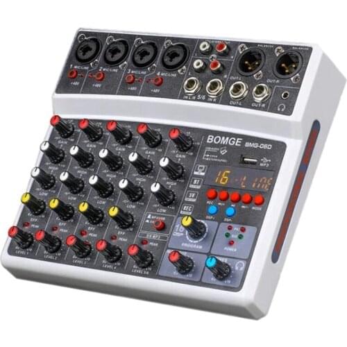 Professional Sound Card 6-Channel Mixer Outdoor Conference Audio USB Bluetooth Reverb Audio16 Digital Effects