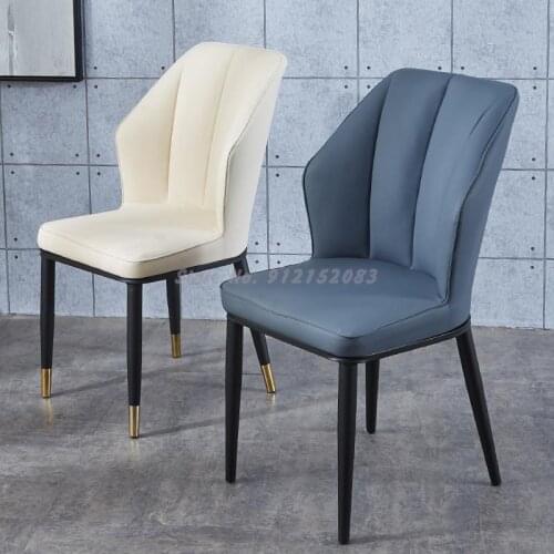 Light luxury net red wind soft backrest home dining chair bedroom makeup nail stool hotel restaurant wrought iron lounge chair