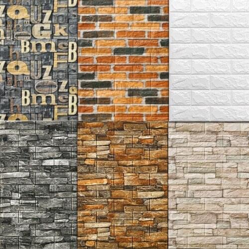 3d Stereo Tile Stickers Red Brick Self-Adhesive Wall Stickers Living Room TV Bathroom Decoration Anti-Collision Wallpaper