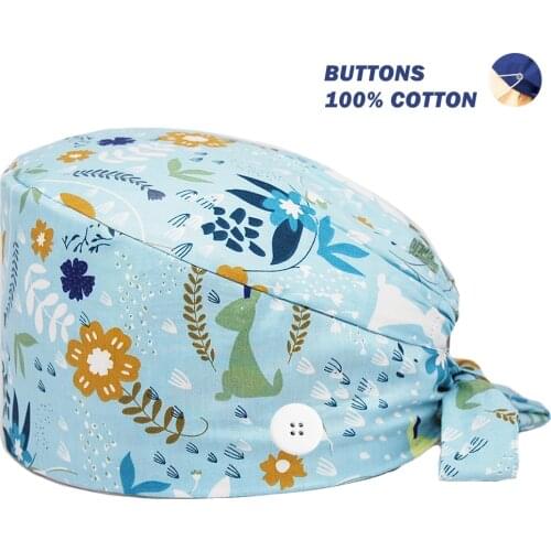 Nurse Working Scrubs Caps Adjustable Cotton Tie Back Uniform Accessories Nursing Hat Pet Shop Dentist Clinic Chef Lab Scrub Hats