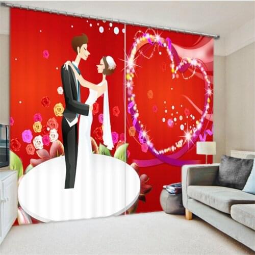 Modern Living Room 3D Window Curtain wedding Bedroom decorate Customized size Drapes Rideaux Cortinas gules Cushion cover