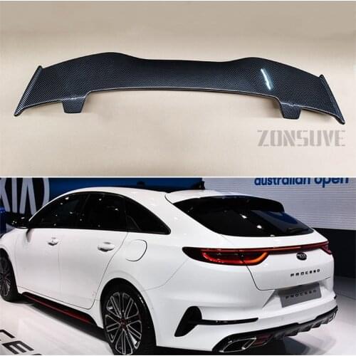 Use For KIA Pro Ceed 2019 Spoiler ABS Plastic Carbon Fiber Look Hatchback Roof Rear Wing Body Kit Accessories