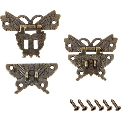 Uxcell 2Sets Wood Case Chest Box Rectangle Clasp Closure Hasp Latches Bronze Tone 60x51mm to case jewelry box etc Zinc Alloy