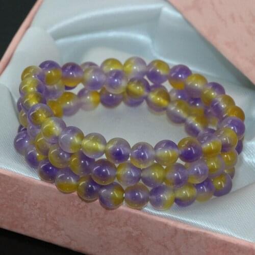 Vintage style Bohemia style multicolor 6mm jades stone chalcedony round beads strand multilayer bracelets jewelry B2796