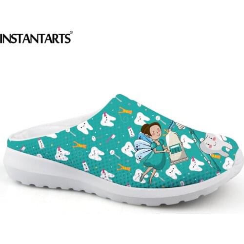 INSTANTARTS Women Sandals Cute Cartoon Dental Pattern Summer Female Flats Shoes Flip Flop Outdoor Beach Shoes Femmes Sandales