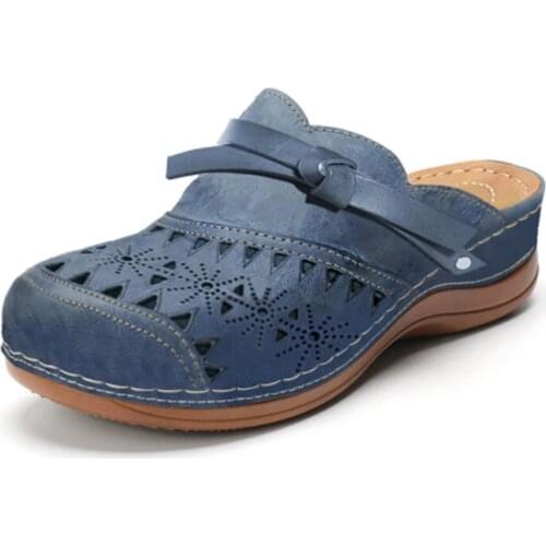 Womens Summer Fashion Casual Platform Hollow Carved Round Head Sandals And Slippers Gladiator Slip-on Womens Shoes Hot Sale